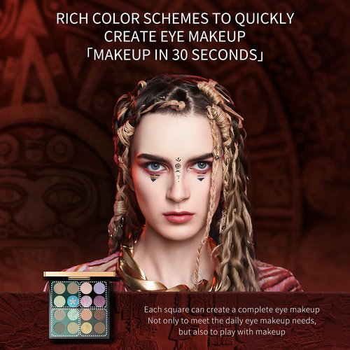 zeesea Egypt Eyeshadow Palette Maya Collection, Matte Shimmer Glitter Blendable High Pigmented 16 Shades Eye Makeup Palette (#08 CHERRY BLOSSOMS)