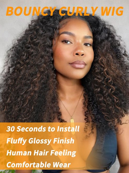 TENACOO Highlight Brown Glueless Curly Wig Dark Brown mix Light Deep Wave Synthetic Lace Front Wig 24 Inch 4x1 Lace Closure Ombre Brown Long Curly Wigs for Black White Women (HL Brown-24 Inches)