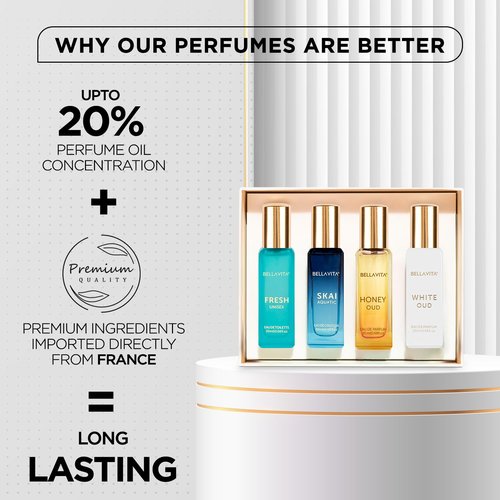 Bellavita Luxury Men's & Women's Perfume Combo - Women's Gift Set & Ceo Man | Lemon, Lavender, Tonka, Oud, Spicy | Long Lasting | Vegan & Cruelty Free - (4 * 20 ML + 100 ML)