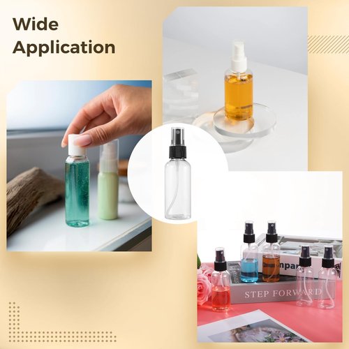 Tideme 100 PCS Small Spray Bottles 2 oz Bulk - 60 ML Transparent PET Spray Bottles with Black Mist Nozzle Travel-Size, Convenient for Samples Office Home Use