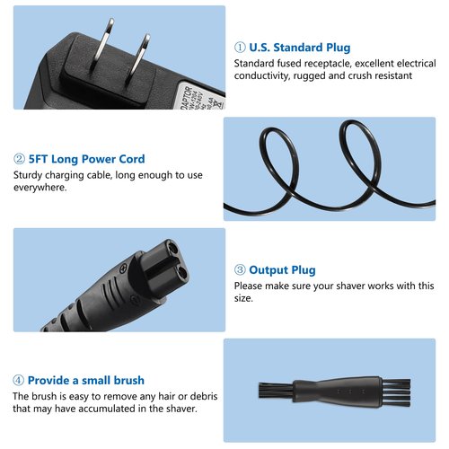 FNKTQL 12V for Remington Shaver Charger PA-1204N, Replacement for Remington Shaver F5-5800 F5800 F7800 F5790 F4790 FR750 MS-280 MS-290 MS3-2000 Electric Razor Trimmer Charger Cord