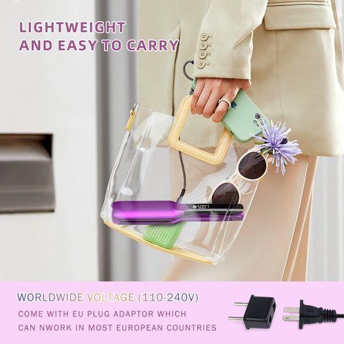 DORISILK 500 Degree High Temp Professional Hair Straightenr ， Ceramic Wide Flat Iron ，2 in 1 Hair Straightener and Curler，Plasma Flat Iron Hair Straightener Get Frizz-Free and Shiny (Purple)