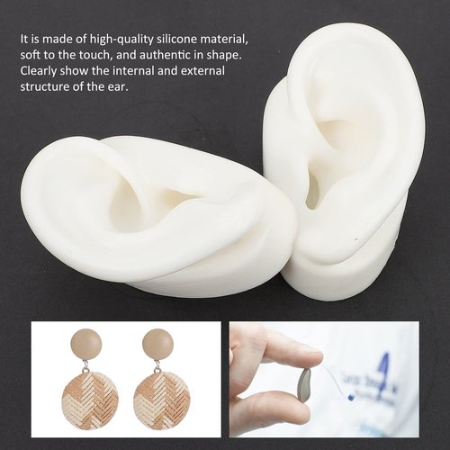 POPETPOP Soft Silicone Ear Model, Ear Model Simulation Display Props Teaching Tools Jewelry Display Earrings 1Pair Size, White,Olive Green, 716RHSB05605S0XGKX
