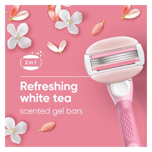 Venus ComfortGlide White Tea Women's Razor Blades, with Built-in Shave Gel Bars, 8 Razor Blade Refills