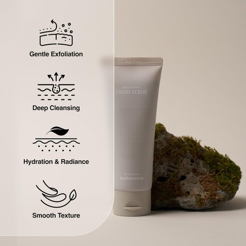 Lyanature FACIAL SCRUB – Organic Koean Face Scrub, All Natural Face Wash & Exfoliating Cleanser for Sensitive Skin, Deep Cleansing & Dead Skin Remover, Non-Toxic & Paraben-Free (3.53 fl oz / 100g)