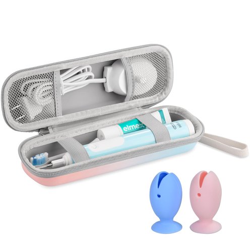 Toothbrush Travel Case for Oral B/Oral-B Pro 1000 1500 5000 7000 7500 9600/ Philips Sonicare 4100 5100 6100 5300 Electric Toothbrush, Portable Hard Protective Storage Bag (Gradient Case and 2 Caps)