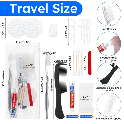 LLHQAMT Travel Toothbrush Kit, Hygiene Kit Comes in A Double Sealed Individual Package, Personal Hygiene Kit for Hotel, Camping, Home and Travel (20 Set)