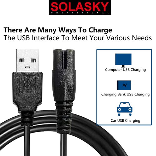 SOLASKY Universal Head Shaver, USB Charging Cable for Many Brands, Compatible with Bird Freedom Skull Shaver