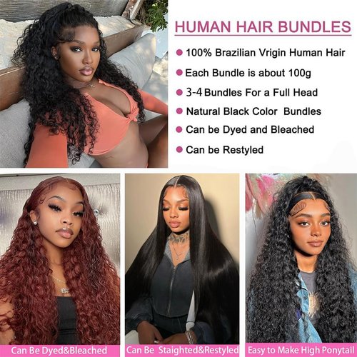 12A Grade Water Wave 1 Bundle Water Curly one Bundle Human Hair 16 Inch 100% Unprocessed Brazilian Virgin Human Hair Bundle Natural Black