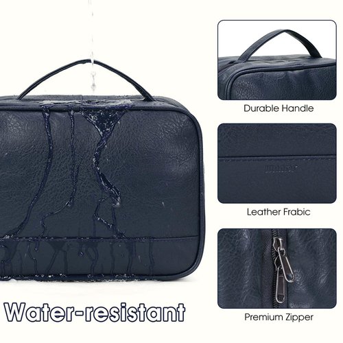 WANDF Travel Toiletry Bag for Men & Women, Dopp Kit Shaving Bag with 4 Compartments Travel Organizer Bathroom Bag(Navy Blue)