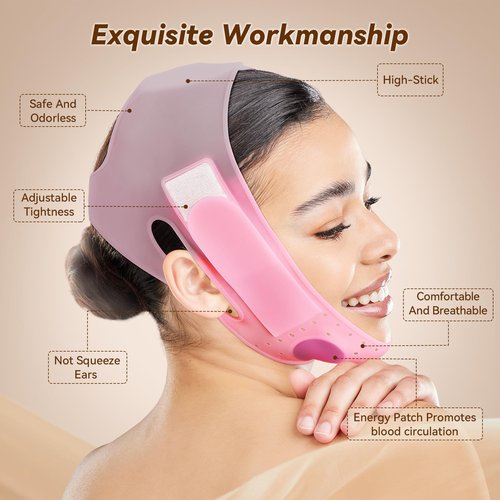JUSRON V-Line Mask Chin Up Mask Face Strap, Soft Silicone Chin Strap V Shaped Face Mask, Jaw Exerciser 23-27 Inches