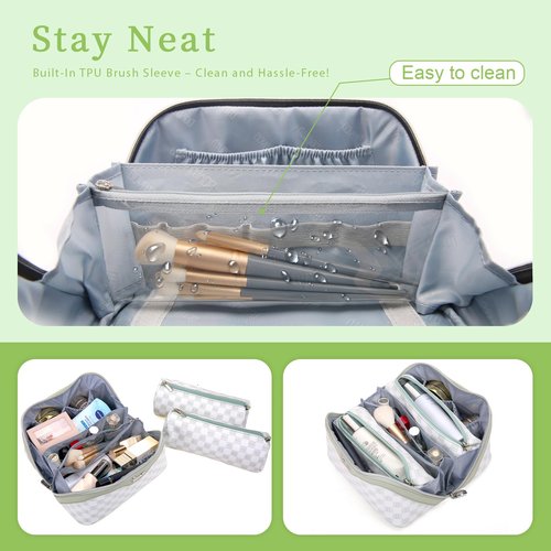 BOYATU Travel Makeup Bag for Women Organizer: Cosmetic Bag - Large Capacity Toiletry Bag 02-Light Green