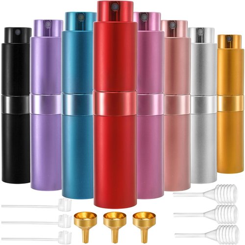 Foraineam 8 Pack Mini Perfume Atomizer, 8ml Refillable Travel Perfume Spray Bottle, Portable Fragrance Sprayer Bottles for Travel and Outgoing
