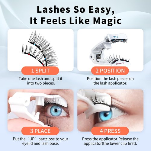 ZeroG Magnetic Eyelashes with Applicator, Reusable, Soft, Natural Look, No Glue Required, Easy to Apply, Professional Kit (No.03 Ultra Black)