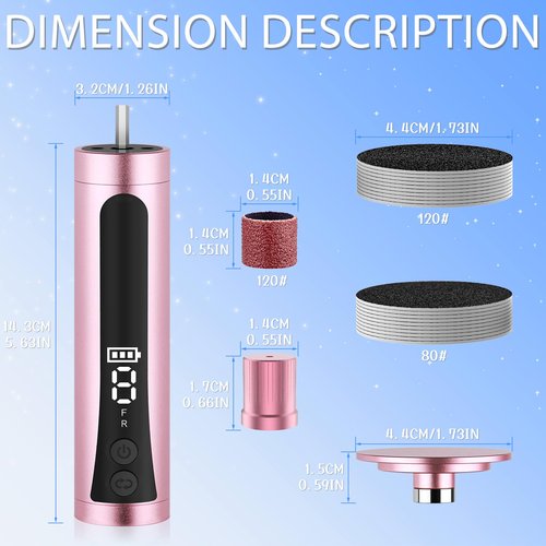 Electric Feet Callus Remover Rechargeable Electric Foot File Heel Scraper 9 Speeds 2 Sanding Heads LCD Display Cordless Foot Sander Grater Grinder for Cracked Dead Skin Women Men Home Pedicure (Pink)