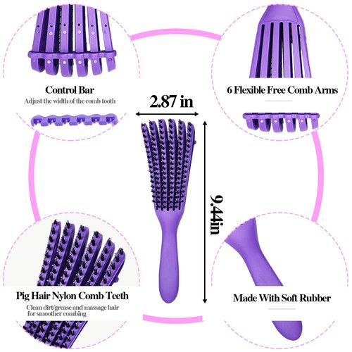 12Pcs Detangling Brush Set for Curly Hair, Curly Hair Brush with Sleep Bonnet Afro America/African 3a to 4c Texture, Easier and Faster on Wash Days