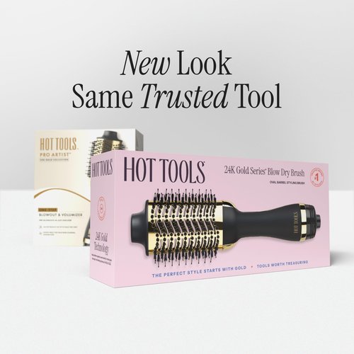 HOT TOOLS 24K Gold Blow Dryer Brush - Hot Air Brush for Salon-Worthy Volume in One Step - Volumizer with 24K Gold Technology for Fast Styling & Long-Lasting Results