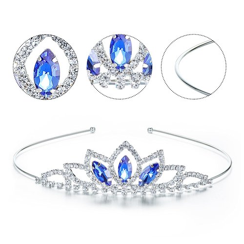 10 Pieces Girls Princess Rhinestone Crown Colorful Crystal Headband Crystal Tiara Rhinestone Princess Headband for Birthday Wedding Crown Party Prom, Little Girls, Colorful