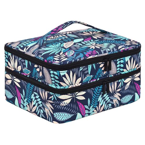 LYFFXYH Double-Layer Nail Polish Organizer, Nail Polish Storage with Handle, Nail Bag Organizer Case for Professional Manicure Kit & Travel (Leaf, 42 Bottles-Small)