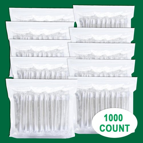 1000 Pack Cotton Swab Individually Wrapped, Individually Wrapped Double Tipped Cotton Swabs Paper Sticks Cotton Buds(White, Round/Pointed End)