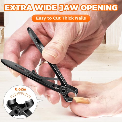 Nail Clippers for Men Thick Nails, Large Heavy Duty Toenail Clippers for Seniors Thick Toenails with Wide Jaw Opening, Anti Splash Fingernail Clipper Nail Cutter with Catcher Long Handle