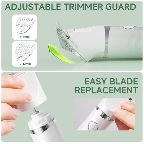 Bikini Trimmer for Women, 3-in-1 Electric Razors for Women, Waterproof Bikini Shaver Replaceable Facial, Body Trimmer for Pubic Hair, Painless Razor for Hair Trimmer Gifts for Her, Mint Green