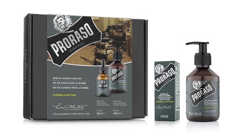 Proraso Beard Care Kit for Men | Beard Wash & Beard Oil Tame, Cleanse & Detangle Full, Thick and Coarse Beards | Cypress and Vetyver