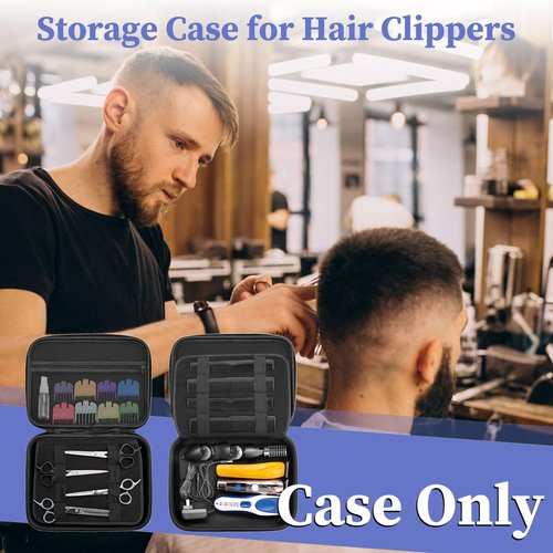 Klawdsky Hard Clipper Case for Barbers, Hair Clippers Travel Case for Hatteker/Oneisal/Wahl 5star/Andis Razor Guard Grooming Kits, Hair Cutting Barber Supplies Holder, Trimmer Organizer Storage Bag
