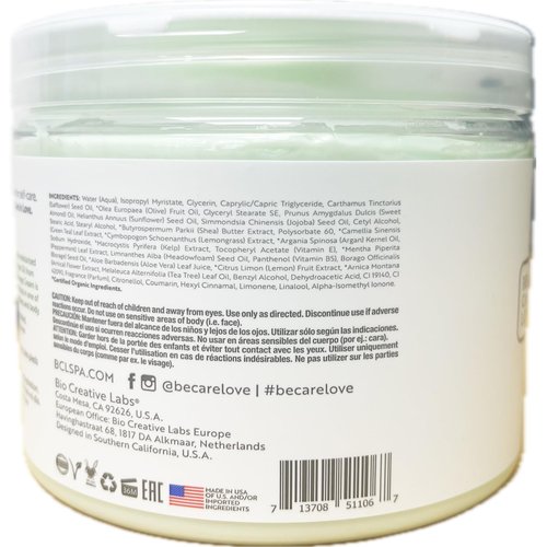 BCL SPA Massage Cream organic Lemongrass + Green Tea body lotion with shea butter, aloe vera, peppermint, argan and jojoba oils body cream to soothe, calm & revitalize the skin. Home/Pro use 16 fl oz