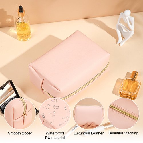 8 Pcs Small Preppy Makeup Bag, PU Leather Zipper Cosmetic Bag Bulk, Plain Cosmetic Pouch Waterproof Versatile Portable Toiletry Bag Daily Storage Beauty Bag Organizer for Wedding Party Gift Travel