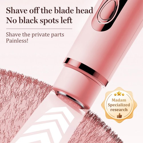Bikini Trimmer for Women – Dual Head Electric Razor for Bikini, Underarm, Leg & Facial Hair, Painless Ceramic Blade, IPX7 Waterproof, Pink