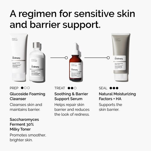 The Ordinary Soothing & Barrier Support Serum, Redness-Reducing & Hydrating Solution for Skin Barrier Recovery, 1 Fl Oz (Pack of 2)