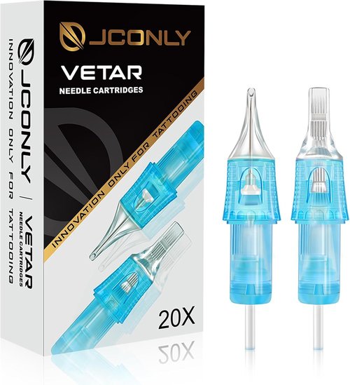 JCONLY VETAR TATTOO CARTRIDGE NEEDLES - 20Pcs Tattoo Needles #10 Bugpin 23 Curved Magnum Tattoo Cartridges 1023CML Tattoo Needles Diameter 0.30mm Long Taper 5mm Cartridges