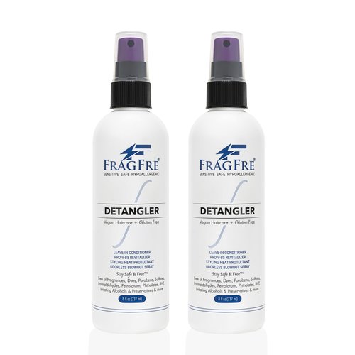 FRAGFRE Detangler 8 oz (2-Pack Gift Set) - Fragrance Free Hypoallergenic Parabens Free - Hair Detangler Leave-in Conditioner for Sensitive Skin - Styling Heat Protectant - Vegan Cruelty/Gluten Free