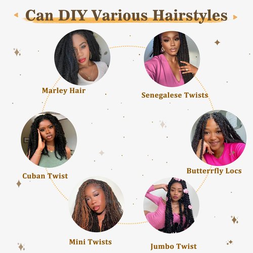 Marley Twist Braiding Hair 18 Inch Marley Hair Ombre Cuban Twist Hair 8 Packs Afro Kinky Curly Twist Crochet Hair Long Marley Twist Hair Extension (18 Inch, 1B/4/30)