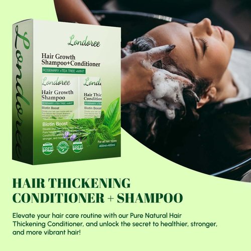 Rosemary Shampoo and Conditioner Set for Hair Growth – Biotin & Tea Tree Oil – Thickening & Strengthening Formula for Thinning Hair, Hair Loss, Scalp Therapy – 13.5 fl oz Each (400ml)