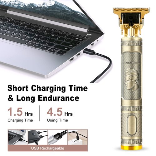 BTRICL Cordless Hair & Beard Trimmer with 4 Guide Combs,Rechargeable T-Blade Hair Edgers Hair Clippers for Zero Gapped Haircut,Professional Electric Hair Trimmer Gifts for Men & Fathers Day(Bronze)