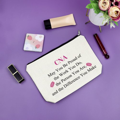 Sazuwu CNA Gifts Thank You Gifts for Nurse Makeup Bag Nursing Assistant Gift Graduation Gift for CNA Cosmetic Bag Appreciation Gifts CNA Week Gifts Retirement Birthday Gift Cosmetic Travel Pouch