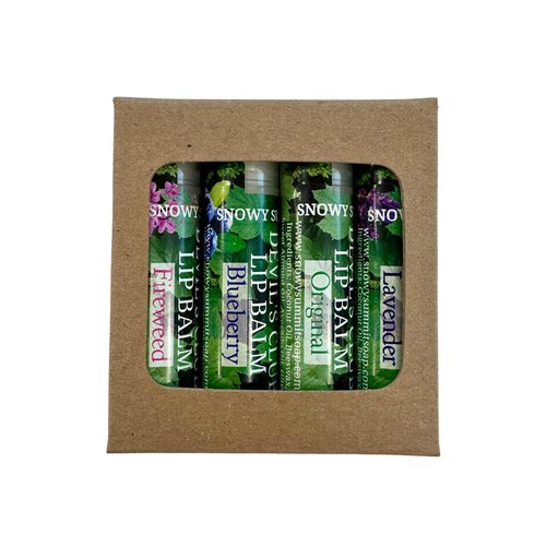 Snowy Summit Devil's Club Lip Balm Set - Contains Fireweed, Lavender, Blueberry - Natural Moisturizing Chapstick with Vitamin E - Handcrafted in Alaska - 4 x .15 oz Tubes for Soft, Smooth Lips