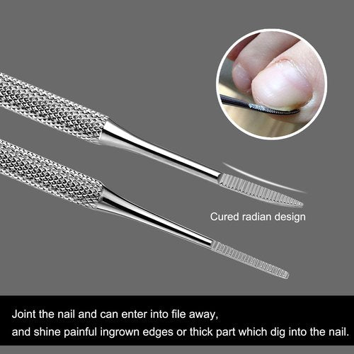 FAMILIFE Professional Manicure Kit 8PCS & Ingrown Toenail Tool 2PCS, Stainless Steel, Silver