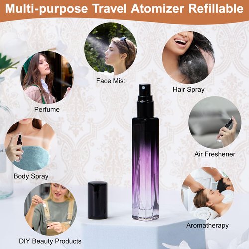 10ML Perfume Travel Refillable Spray Bottles 5pcs Set, Mini Glass Perfume Bottle Empty, Portable Cologne Atomizer Sprayer Travel Size Containers Refill Bottles Kit for Toiletries Sample Dispenser