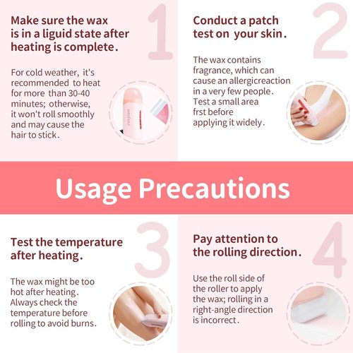 Wax Roller Kit- Easy Use Roll on Wax Kit with 4-6 Weeks Smooth Skin,Hair Remover for Larger Areas of the Body, Beginner-Friendly,with 50 Pcs Strips and 2 wax roller (Honey-2)