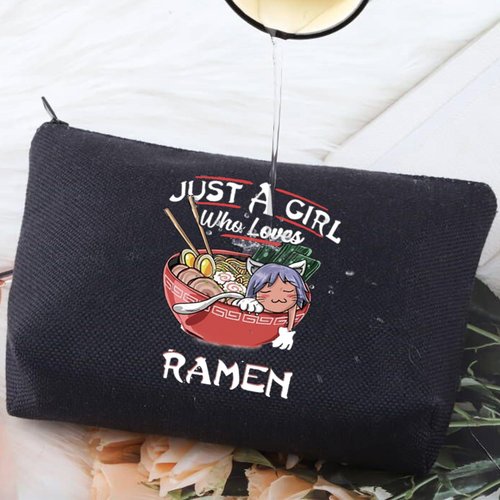 G2TUP Ramen Lover Cosmetic Bag Ramen Foodie Gift Just A Girl Who Loves Ramen Makeup Zipper Bag for Women Girls (Ramen makeup)