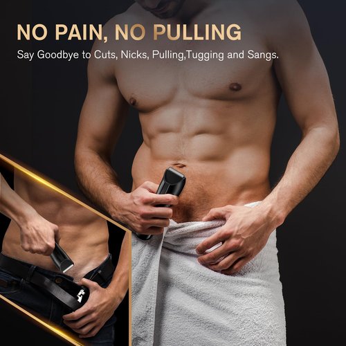 Spacekey Electric Body Hair Trimmer - IPX7 Waterproof Ball Trimmer for Men with LED Light, Wet/Dry Groomer, USB-C Rechargeable, Travel Bag Included - Men's Pubic, Groin and Body Shave