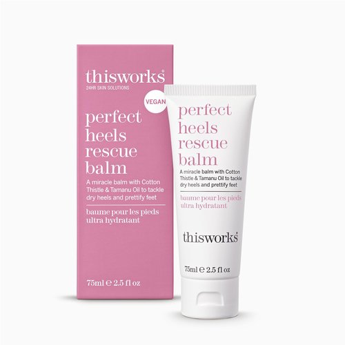 THISWORKS Perfect Heels Rescue Balm: A Natural Vegan Formula to Nourish, Repair and Moisturise with Cotton Thistle, Lemon and Lavender Essential Oils, Silicone Free, 75ml