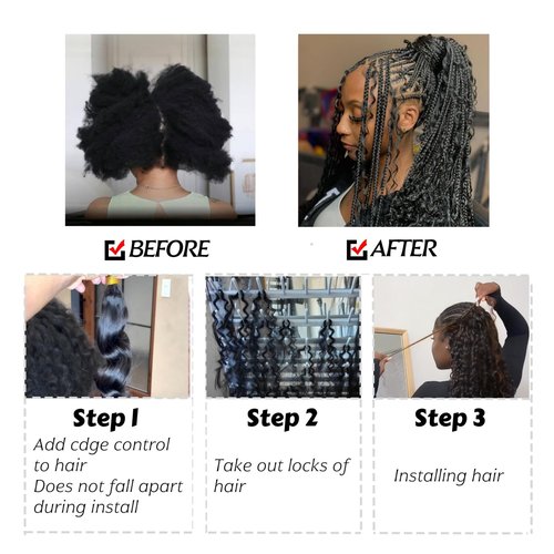 Human Braiding Hair for Boho Braids Deep Wave Bulk Human Hair 120g 18 Inch 12A Knotless Boho Braiding Curly 100% Virgin No Weft Extensions Bohemian Braids 3 Bundles/Pack Natural Color