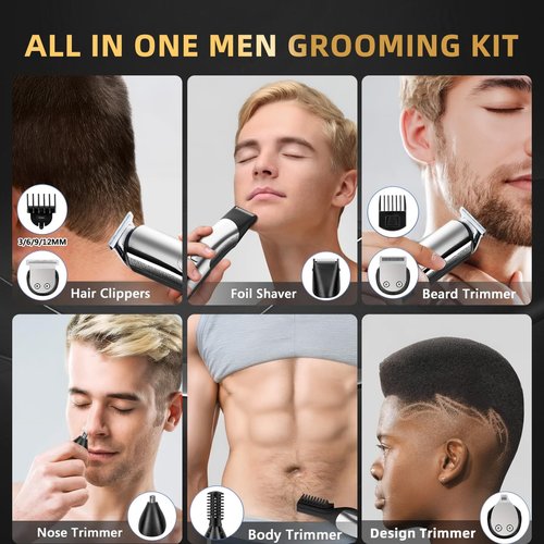 ritarga Premium Beard Trimmer for Men, 20 Length Settings, Waterproof Electric Razor for Men, Hair Trimmer, Nose Hair Trimmer, Cordless Hair Clippers, All-in-One Grooming Kit