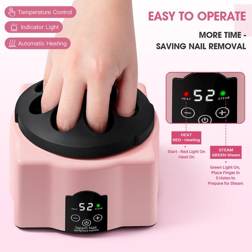 Automatic Upgraded Gel Nail Polish Removal Electric Steam Remover Machine Set, Various Gel Nail Chips Without Harming Hands Remover Tools Set