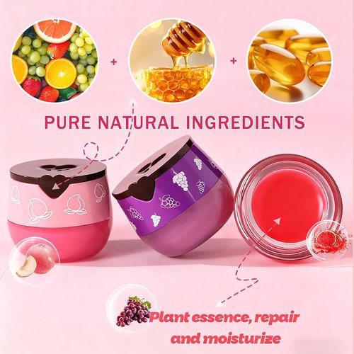 9 PCS Bee Lip Balm Honey Pot, Honey Lip Balm Bulk, Moisturising Sleep Lip Mask Overnight with Sticks, Exfoliating Prevention Dry and Crack Lip Scrubs,Reduce Lip Lines