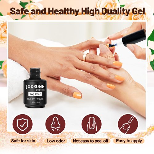 JODSONE 39-Piece Gel Nail Polish Set - 32 Colors, 4x15ML, Kit Includes Nail Dehydrator, Primer, Base Coat, Top Coat, Quick Drying, Durable Finish